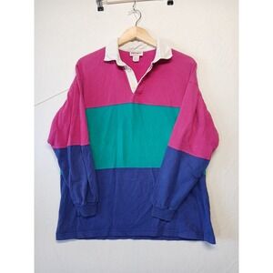 Vintage Energie Colorblock Long Sleeve retro y2k Collared Casual Shirt Cotton